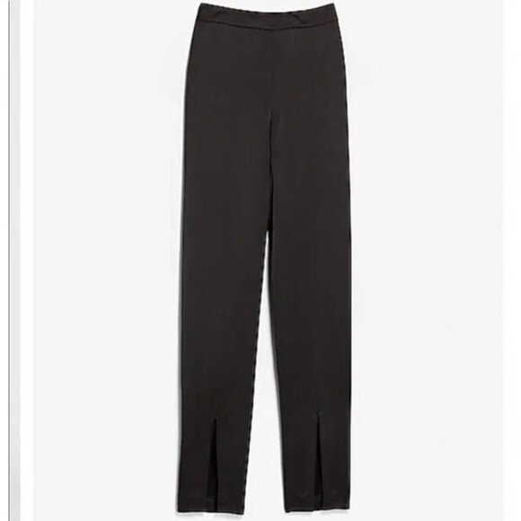 Express High Waisted Satin Slit Front Straight Pants 2 - Picture 4 of 4